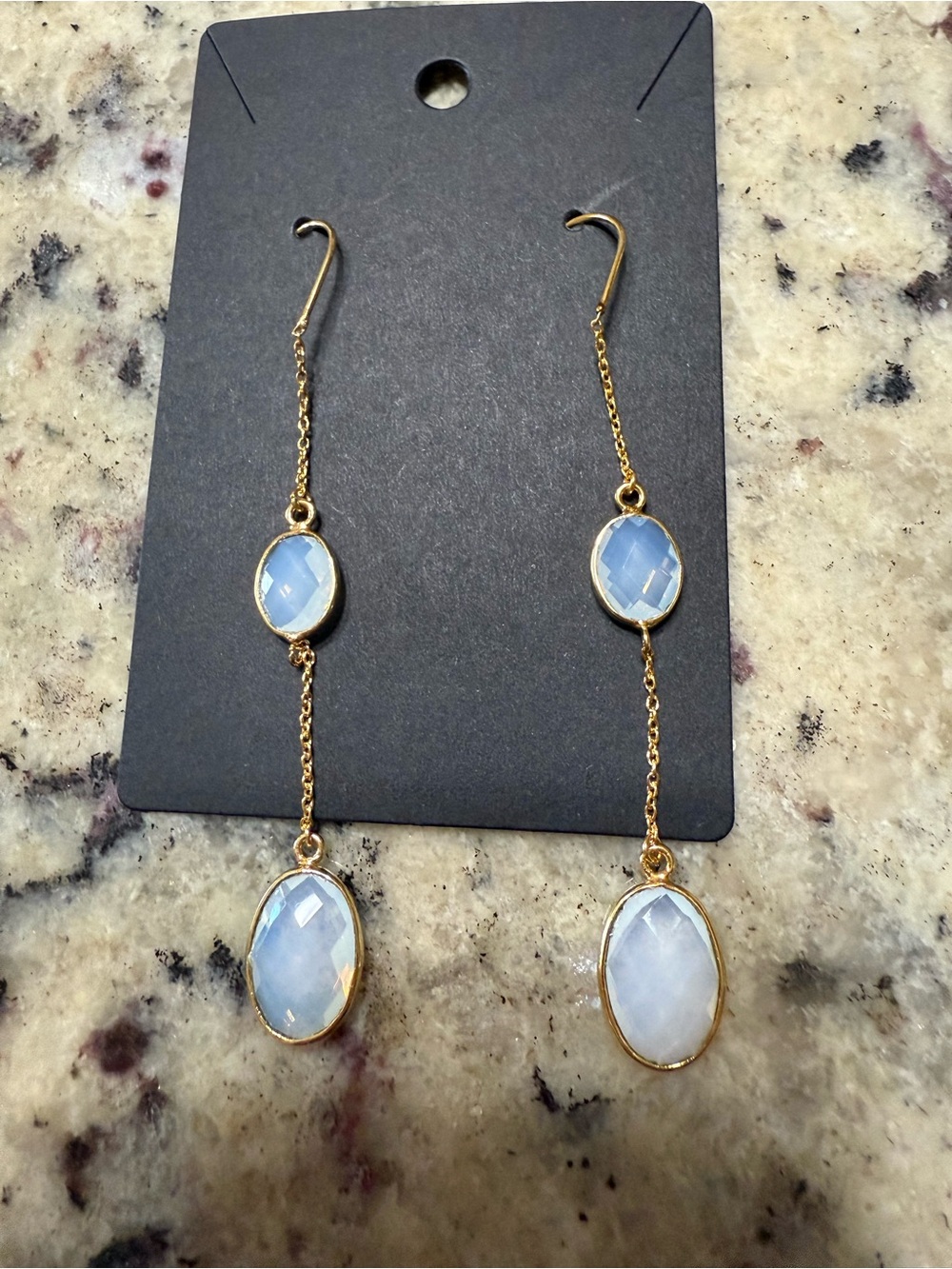 Gold Chain Drop Earrings with Moonstones